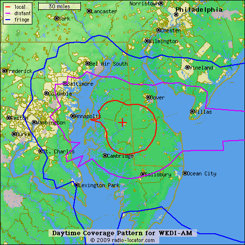 WKDI AM Coverage Map
